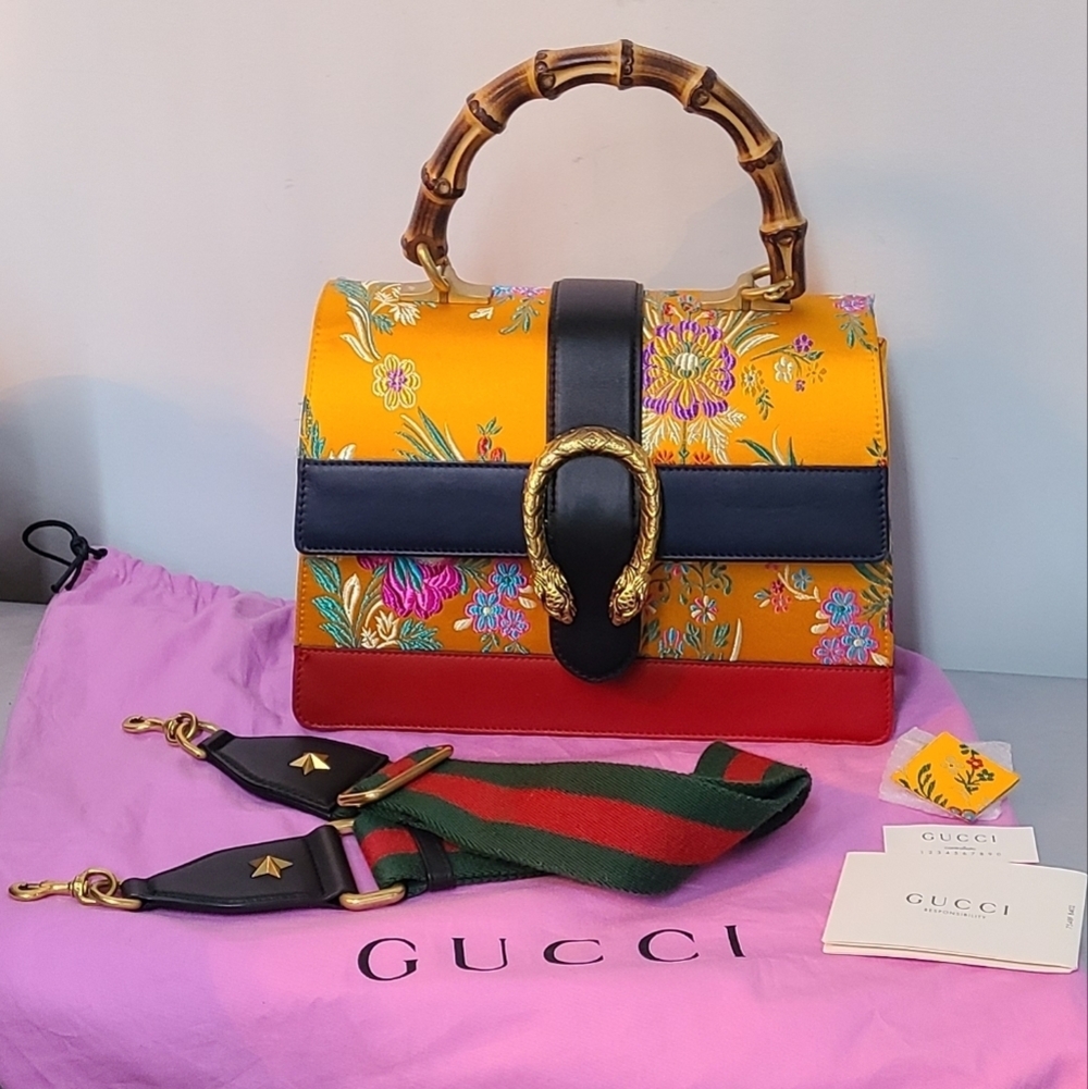 GUCCI Dionyso Bamboo Leather Handbag